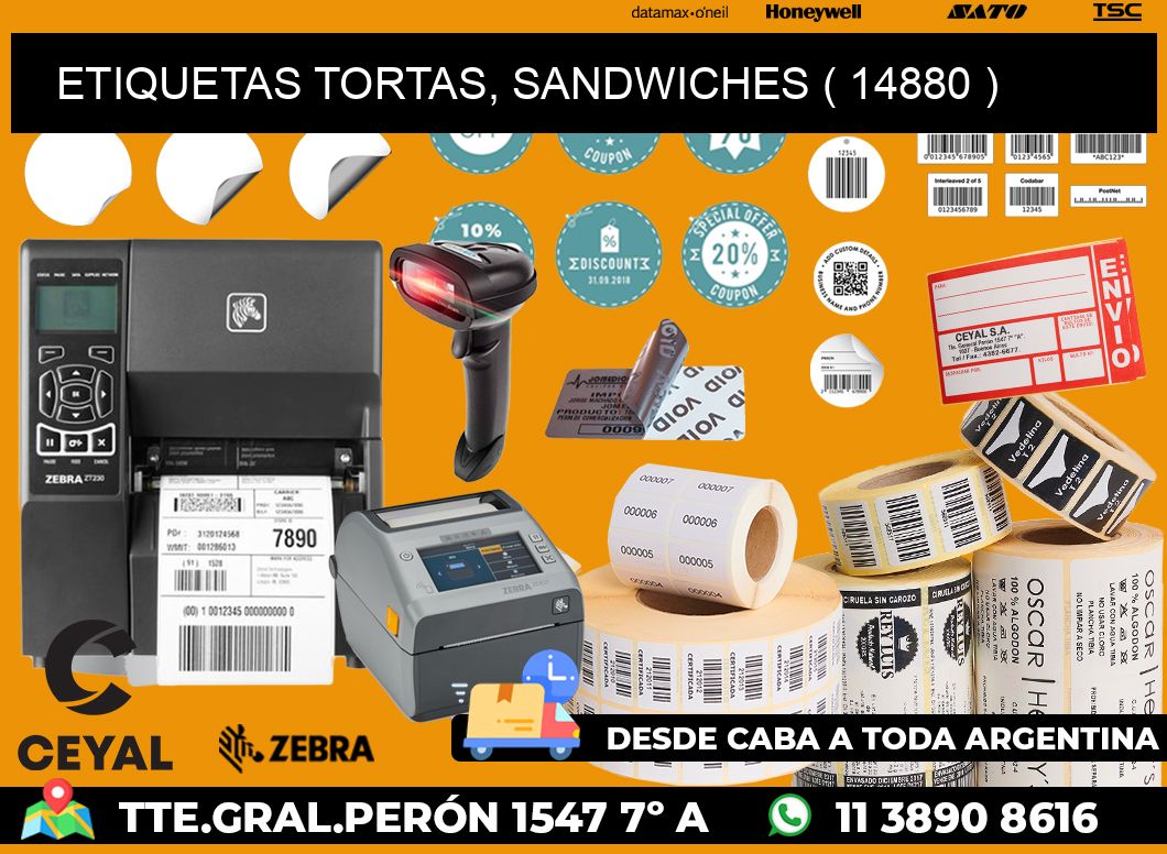 ETIQUETAS TORTAS, SANDWICHES ( 14880 )