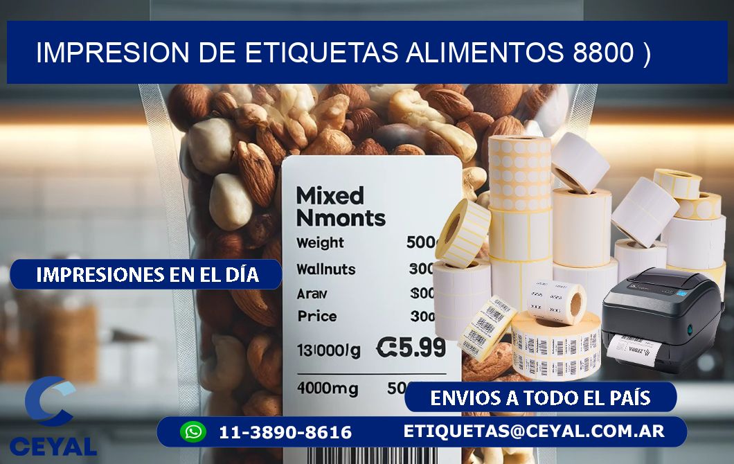 IMPRESION DE ETIQUETAS ALIMENTOS 8800 )