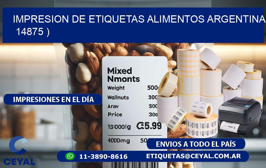 IMPRESION DE ETIQUETAS ALIMENTOS ARGENTINA   14875 )