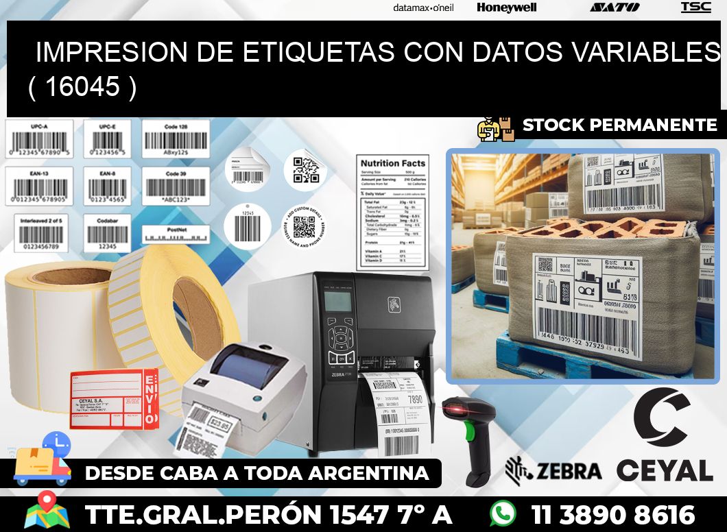 IMPRESION DE ETIQUETAS CON DATOS VARIABLES ( 16045 )