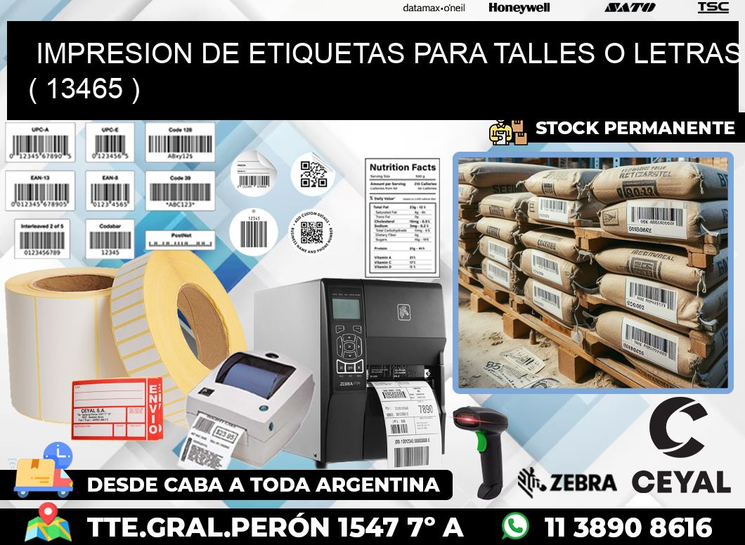 IMPRESION DE ETIQUETAS PARA TALLES O LETRAS ( 13465 )