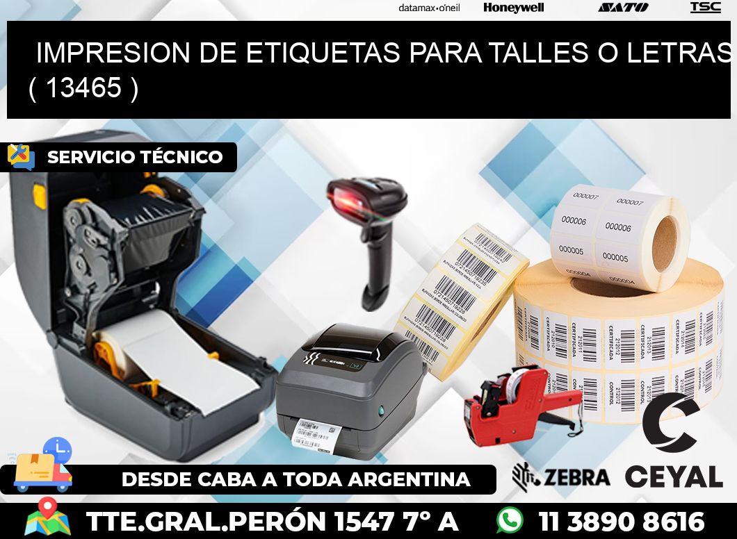 IMPRESION DE ETIQUETAS PARA TALLES O LETRAS ( 13465 )