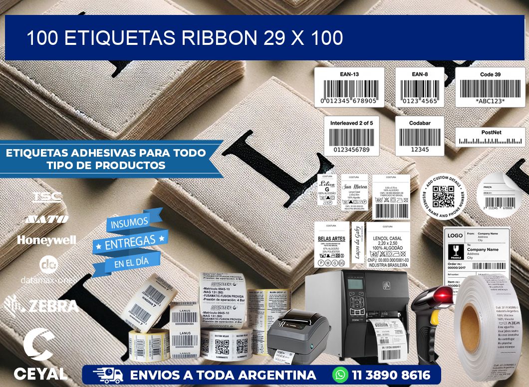 100 ETIQUETAS RIBBON 29 x 100