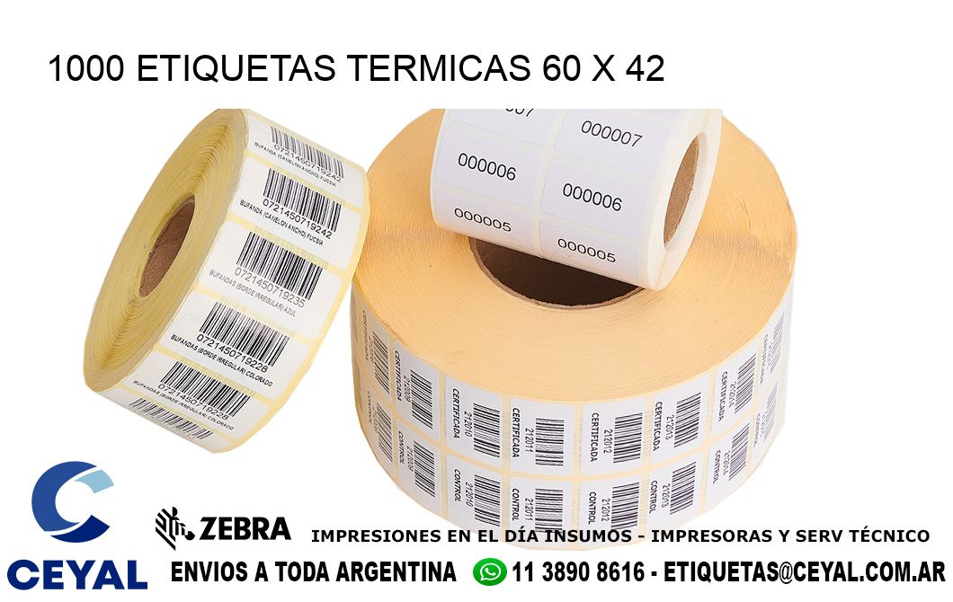1000 ETIQUETAS TERMICAS 60 x 42