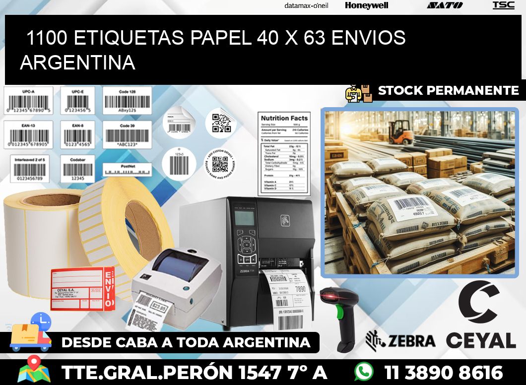 1100 ETIQUETAS PAPEL 40 x 63 ENVIOS ARGENTINA