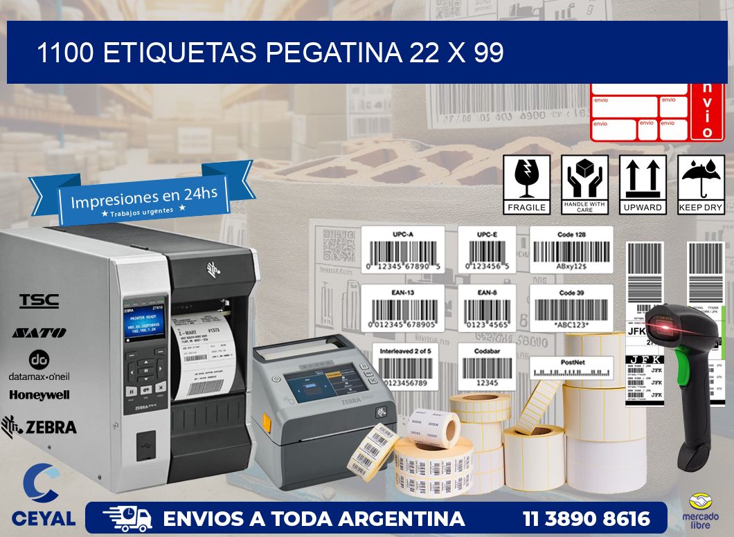 1100 ETIQUETAS PEGATINA 22 x 99