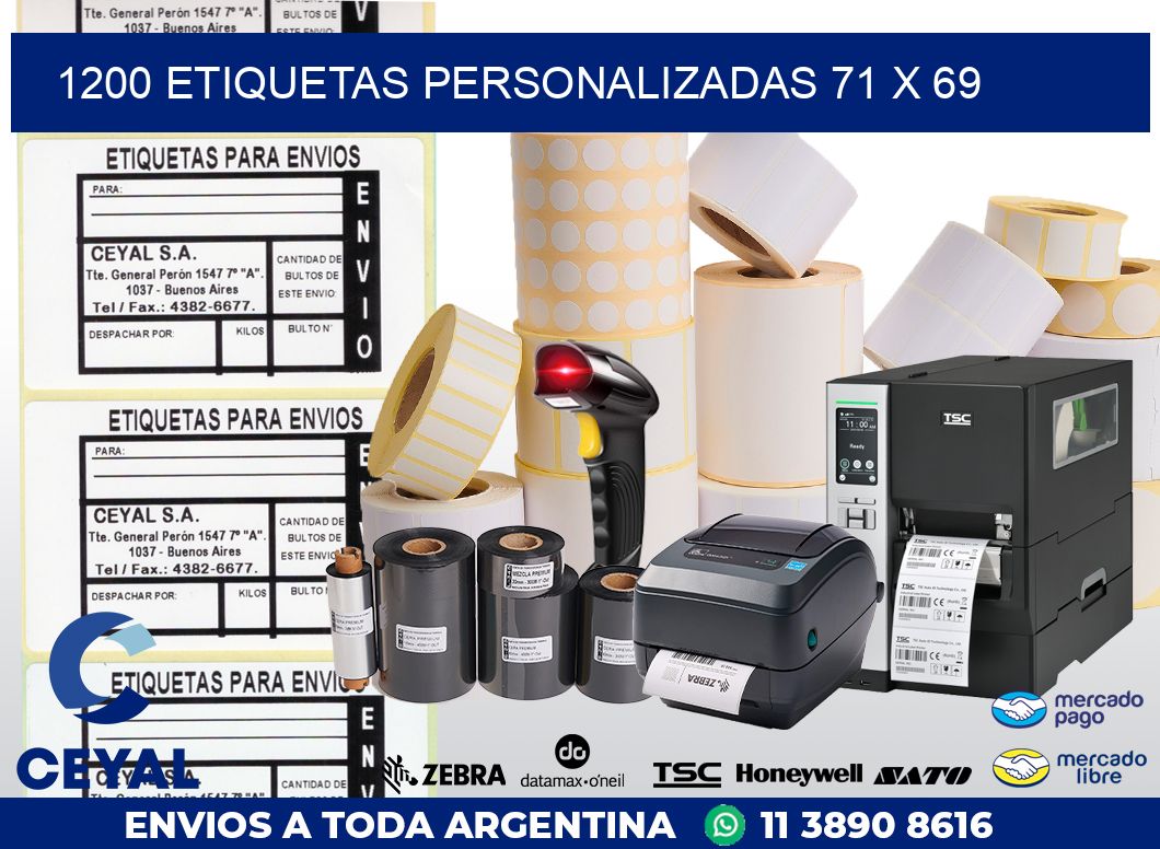 1200 ETIQUETAS PERSONALIZADAS 71 x 69