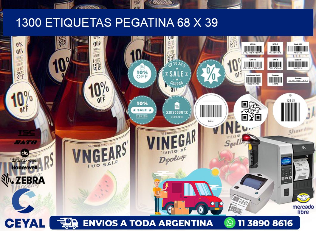 1300 ETIQUETAS PEGATINA 68 x 39