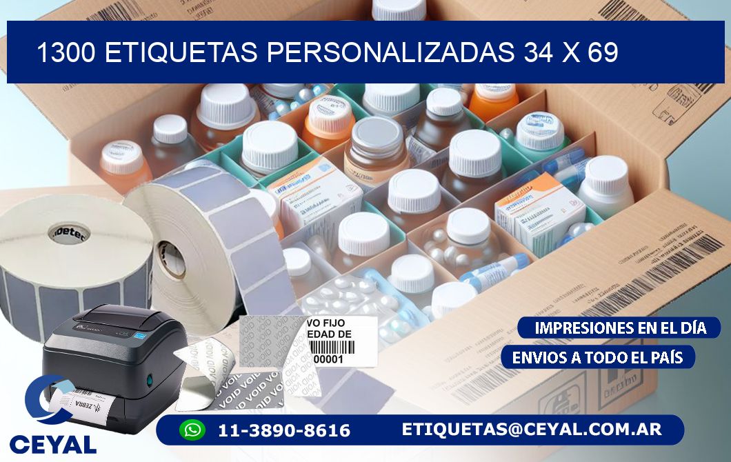 1300 ETIQUETAS PERSONALIZADAS 34 x 69