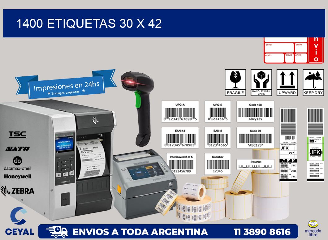1400 ETIQUETAS 30 x 42