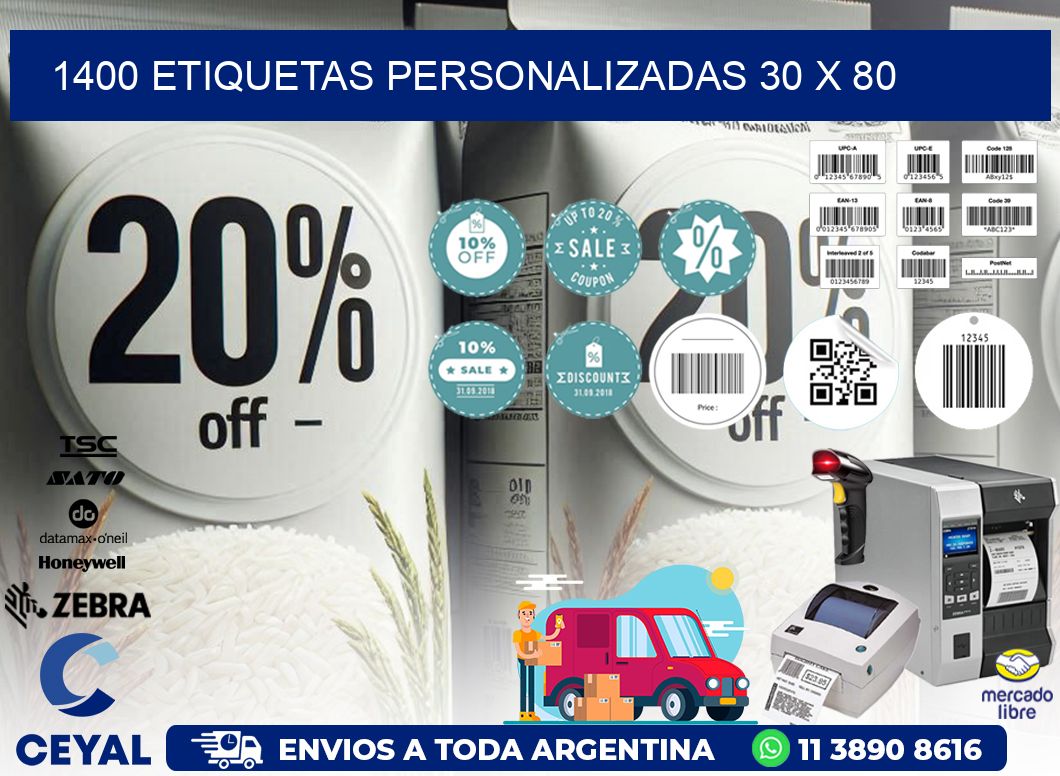 1400 ETIQUETAS PERSONALIZADAS 30 x 80