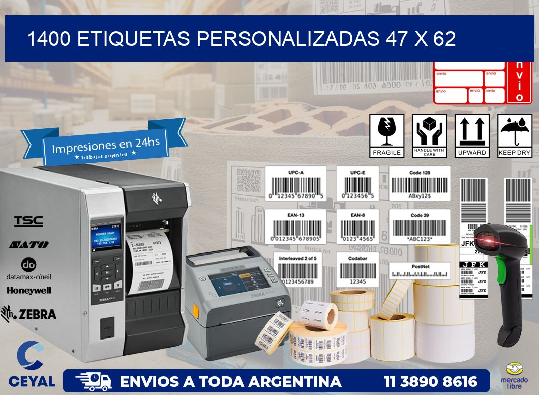 1400 ETIQUETAS PERSONALIZADAS 47 x 62