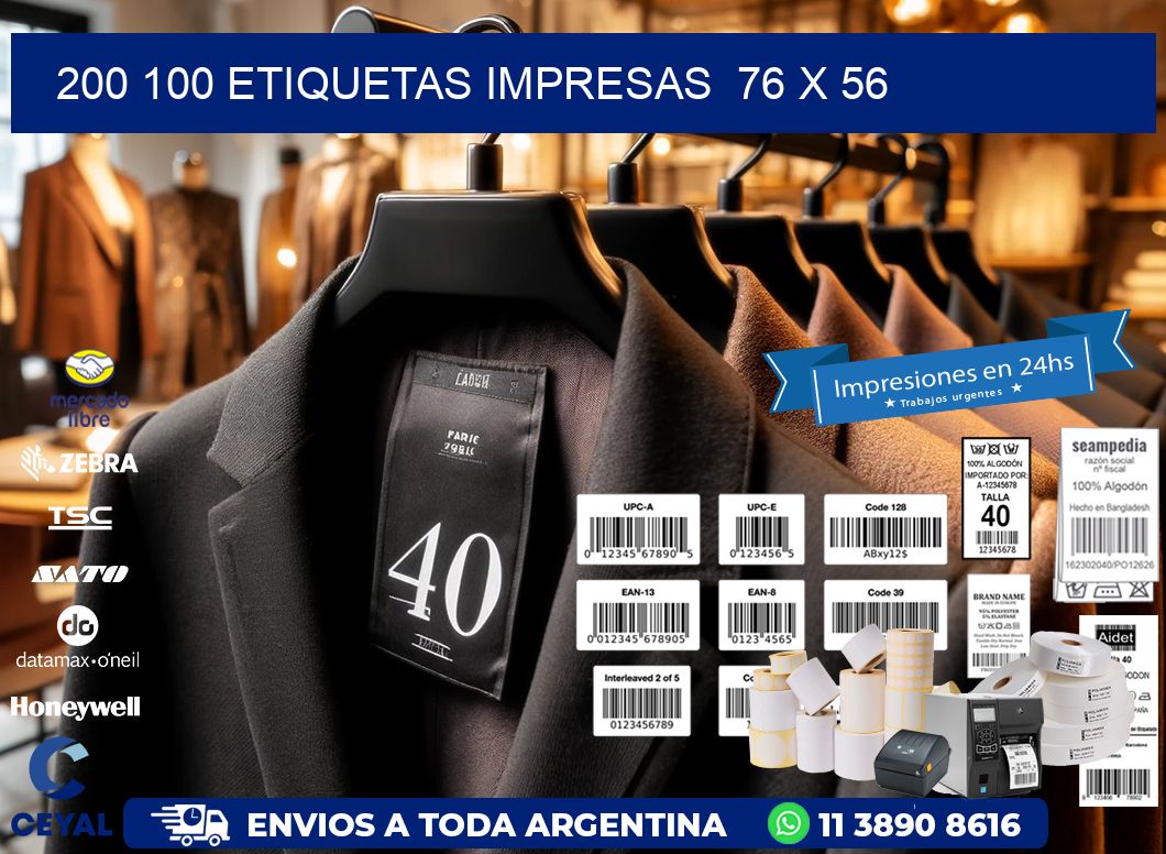 200 100 ETIQUETAS IMPRESAS  76 x 56
