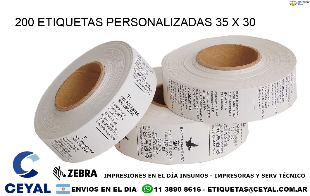 200 ETIQUETAS PERSONALIZADAS 35 x 30