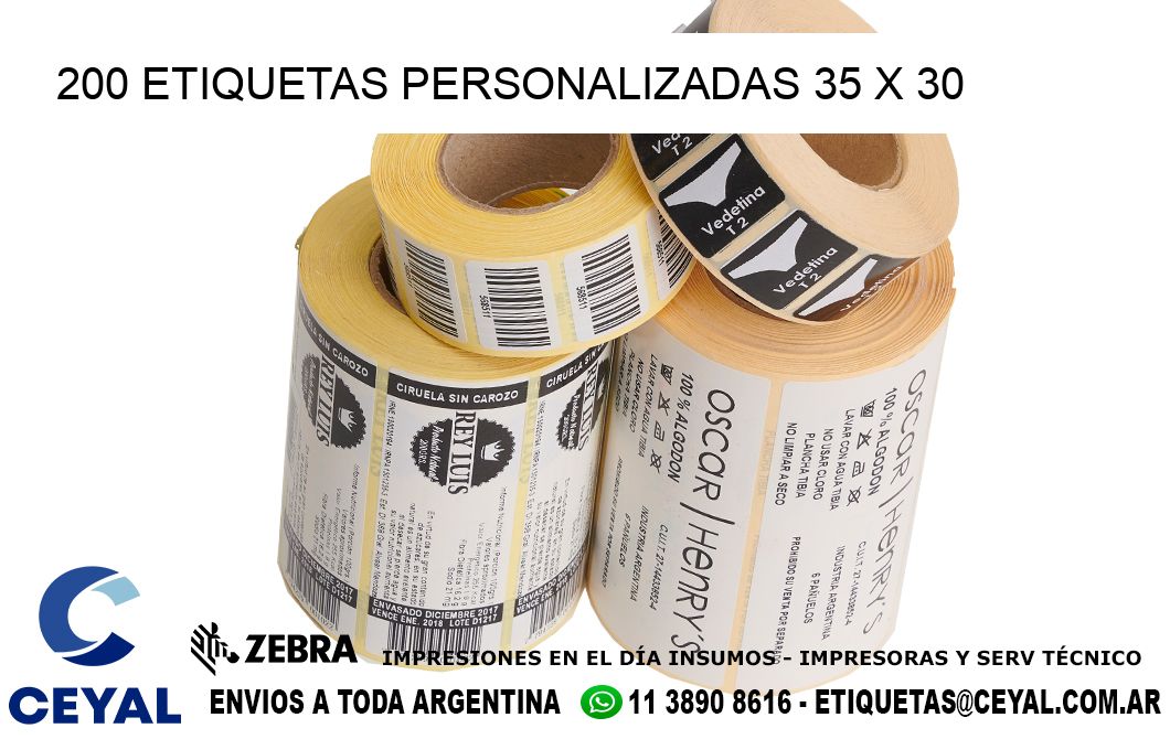 200 ETIQUETAS PERSONALIZADAS 35 x 30