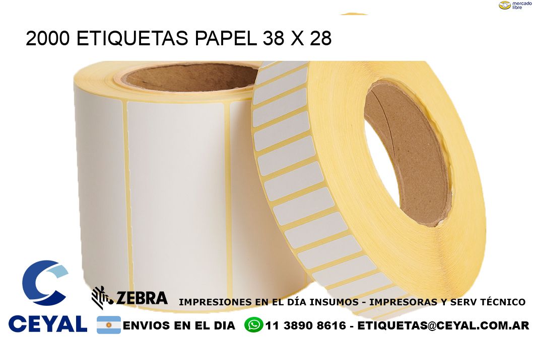 2000 ETIQUETAS PAPEL 38 x 28