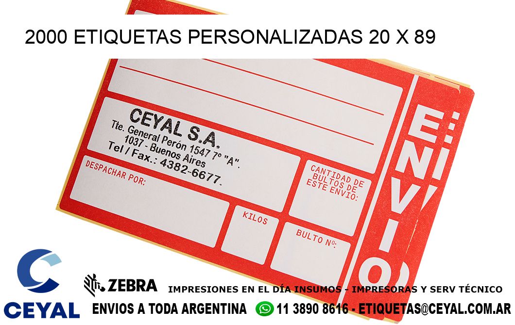 2000 ETIQUETAS PERSONALIZADAS 20 x 89