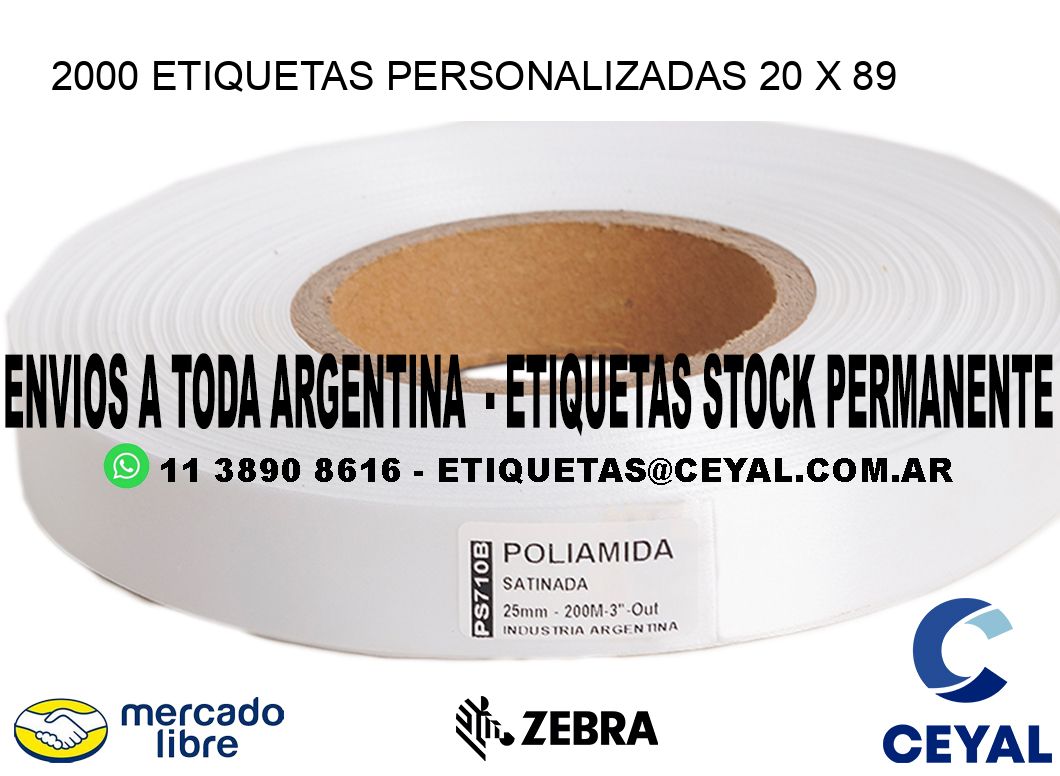 2000 ETIQUETAS PERSONALIZADAS 20 x 89