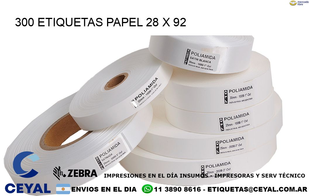 300 ETIQUETAS PAPEL 28 x 92