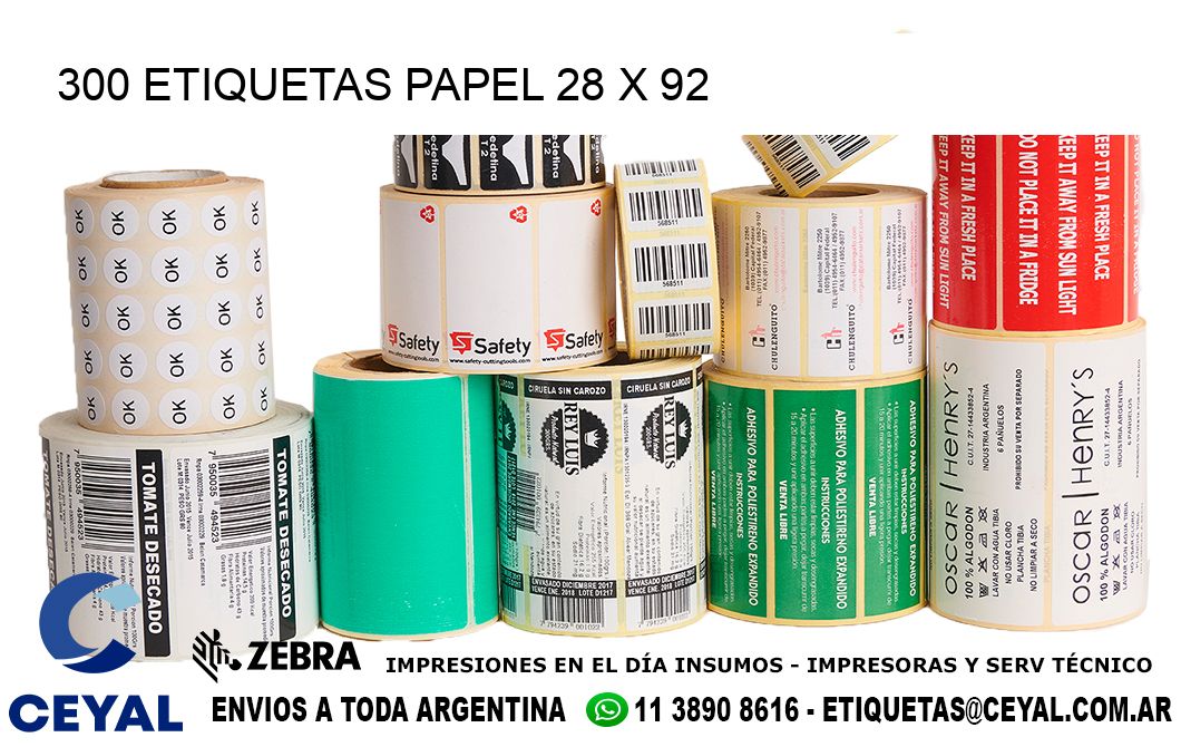 300 ETIQUETAS PAPEL 28 x 92