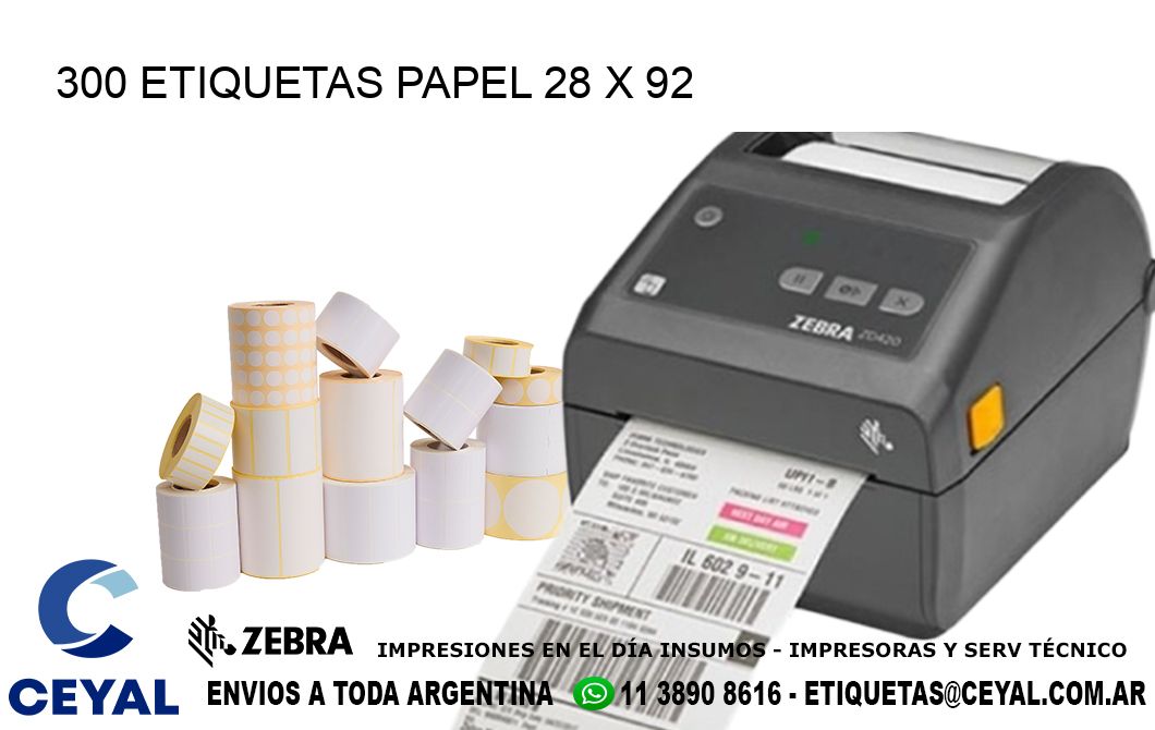 300 ETIQUETAS PAPEL 28 x 92