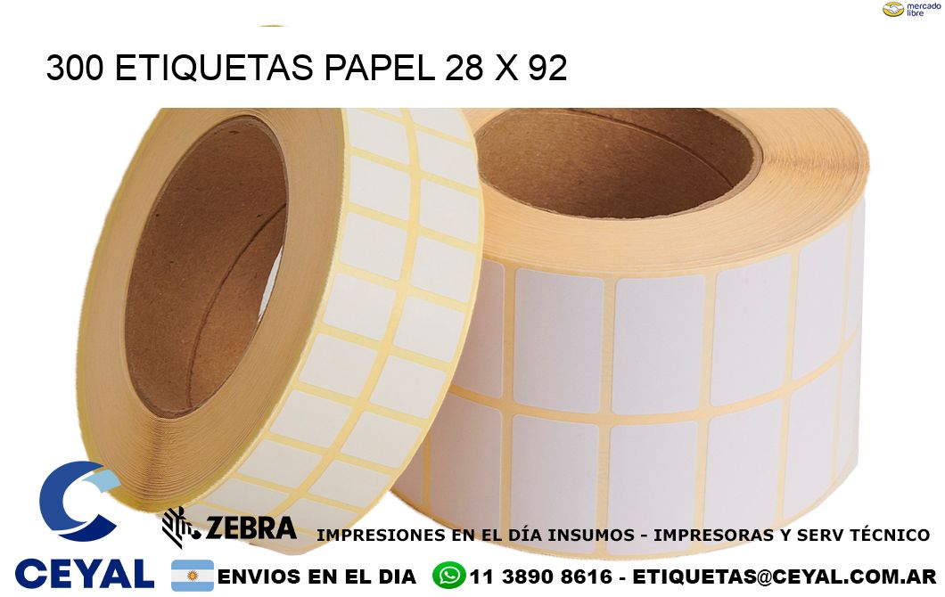 300 ETIQUETAS PAPEL 28 x 92