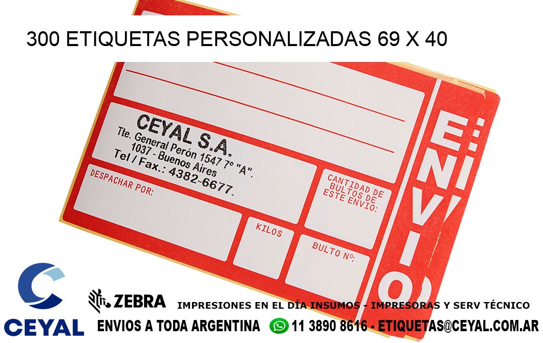 300 ETIQUETAS PERSONALIZADAS 69 x 40