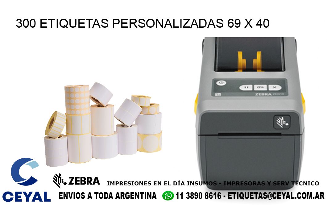 300 ETIQUETAS PERSONALIZADAS 69 x 40