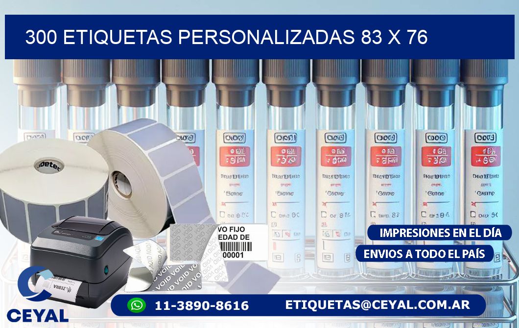 300 ETIQUETAS PERSONALIZADAS 83 x 76