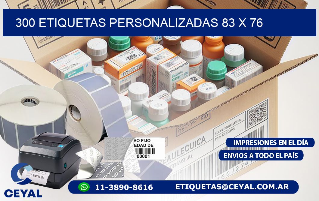 300 ETIQUETAS PERSONALIZADAS 83 x 76