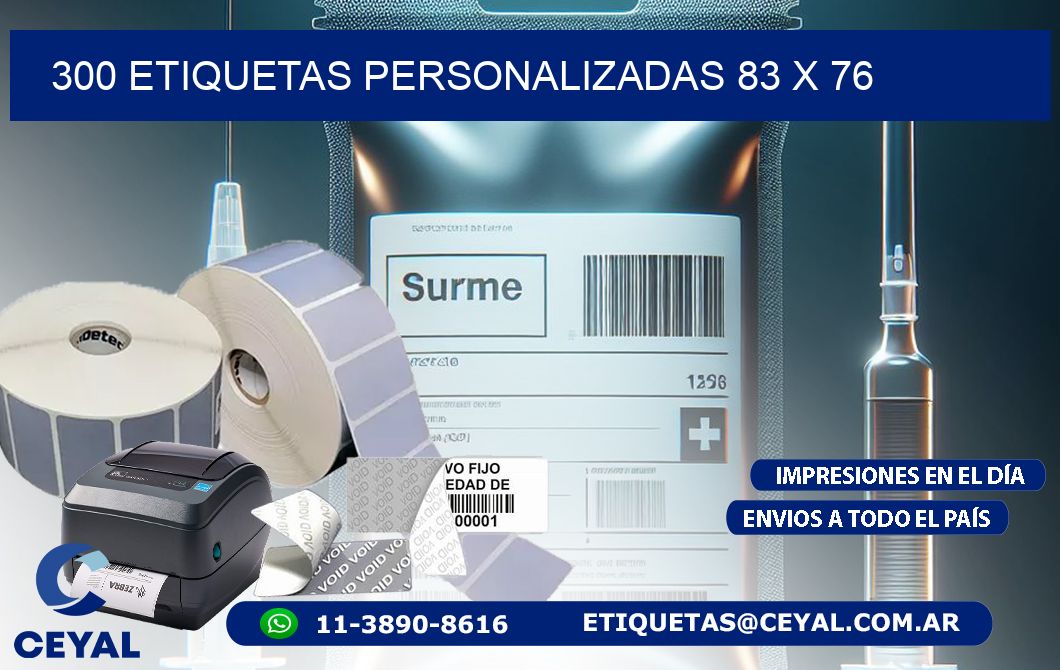 300 ETIQUETAS PERSONALIZADAS 83 x 76
