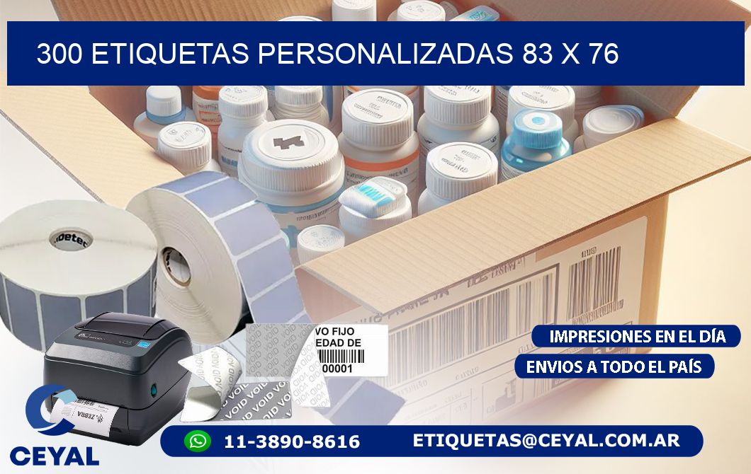 300 ETIQUETAS PERSONALIZADAS 83 x 76