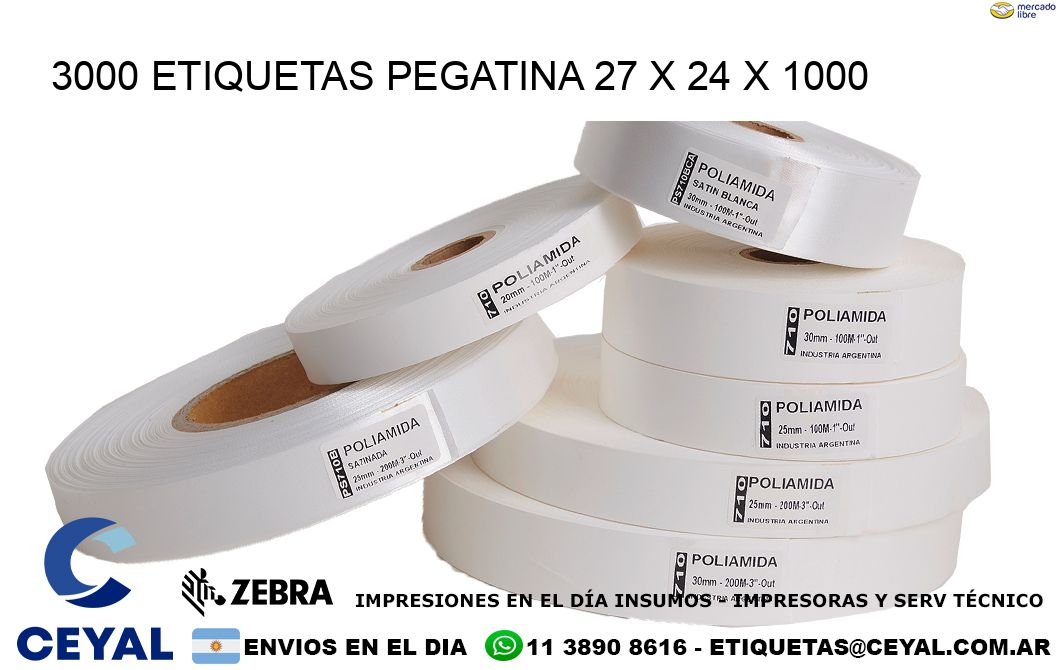 3000 ETIQUETAS PEGATINA 27 x 24 x 1000