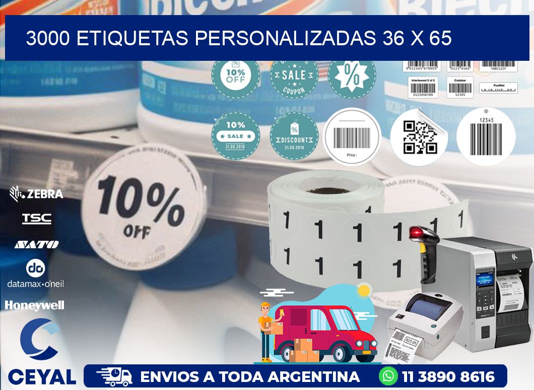 3000 ETIQUETAS PERSONALIZADAS 36 x 65