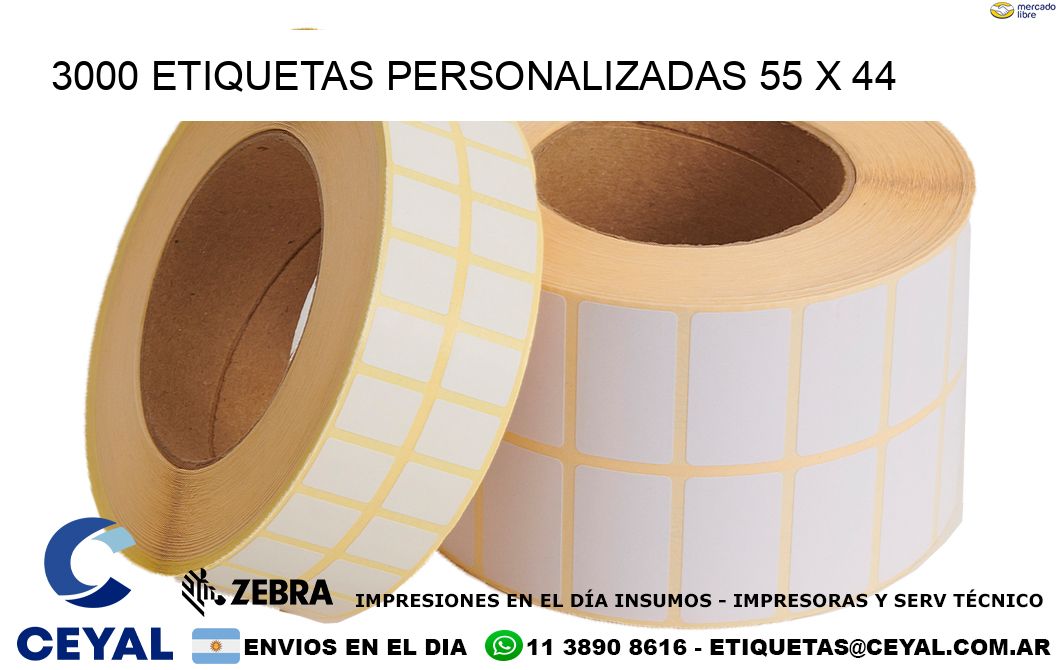 3000 ETIQUETAS PERSONALIZADAS 55 x 44