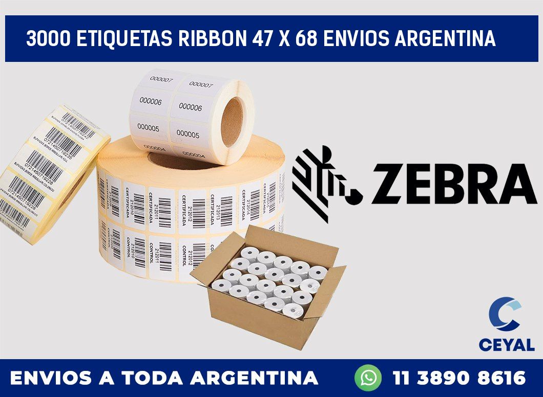 3000 ETIQUETAS RIBBON 47 x 68 ENVIOS ARGENTINA