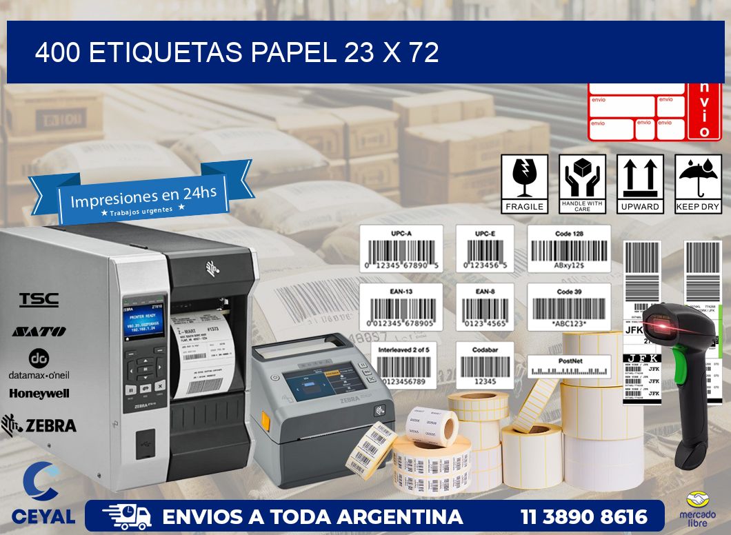 400 ETIQUETAS PAPEL 23 x 72