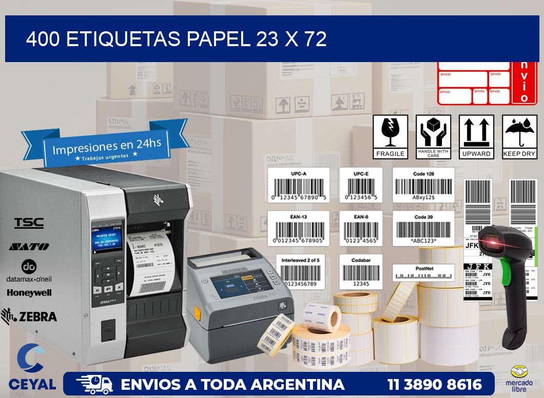 400 ETIQUETAS PAPEL 23 x 72