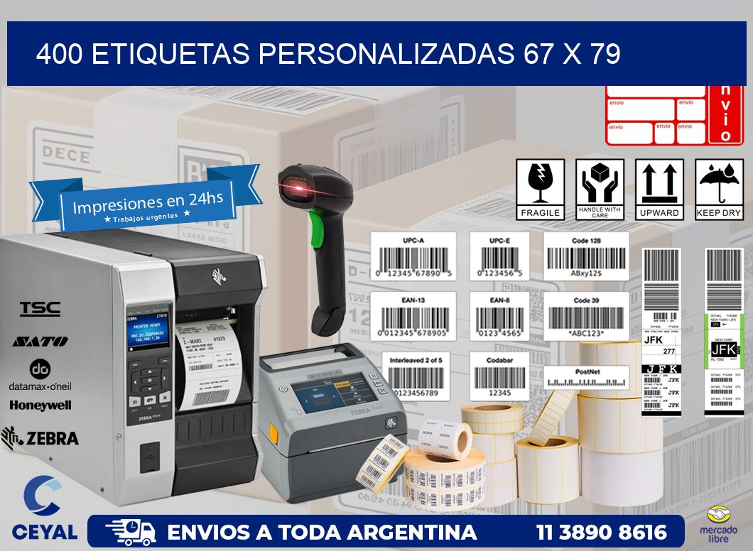 400 ETIQUETAS PERSONALIZADAS 67 x 79
