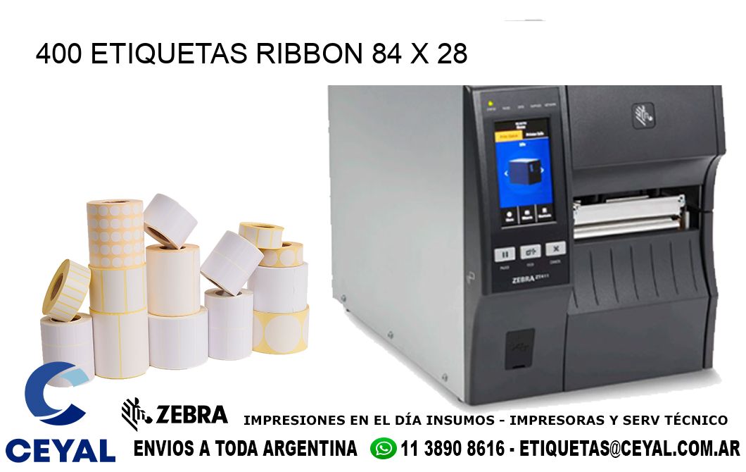400 ETIQUETAS RIBBON 84 x 28