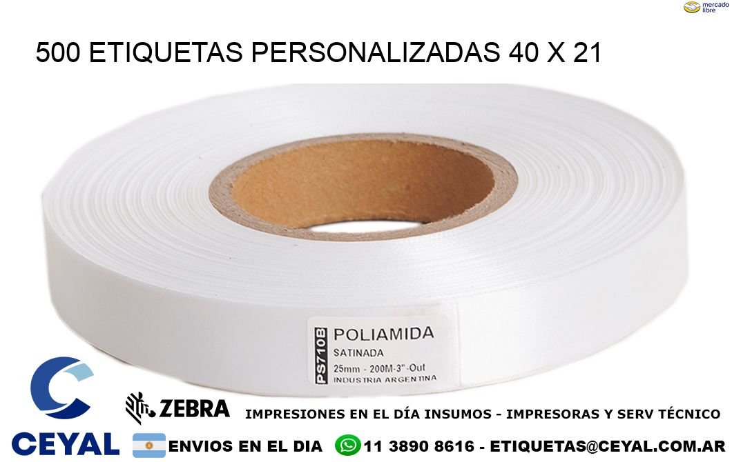 500 ETIQUETAS PERSONALIZADAS 40 x 21