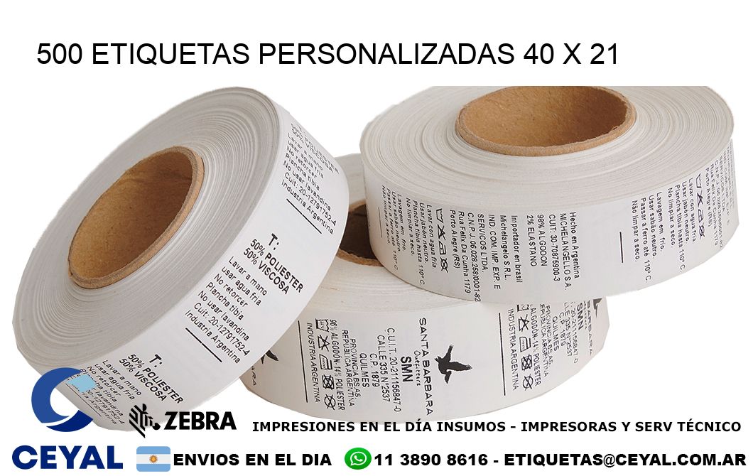 500 ETIQUETAS PERSONALIZADAS 40 x 21