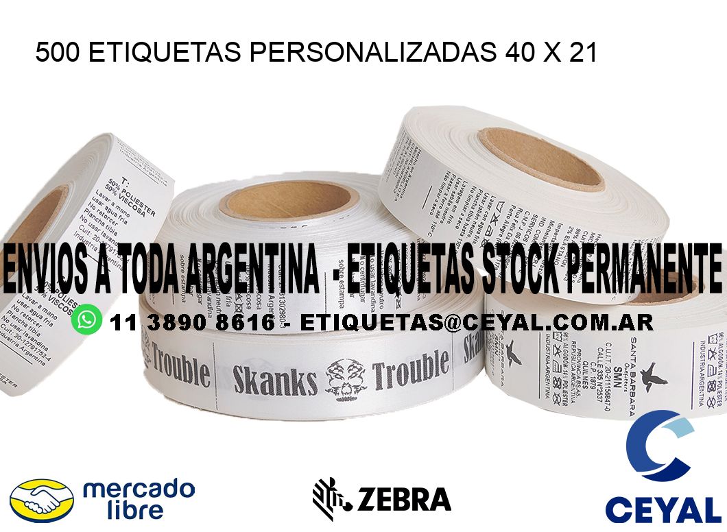 500 ETIQUETAS PERSONALIZADAS 40 x 21