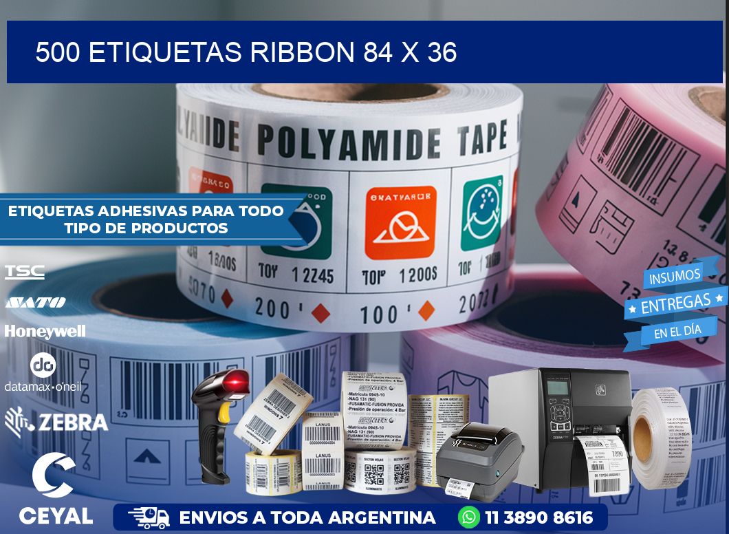 500 ETIQUETAS RIBBON 84 x 36