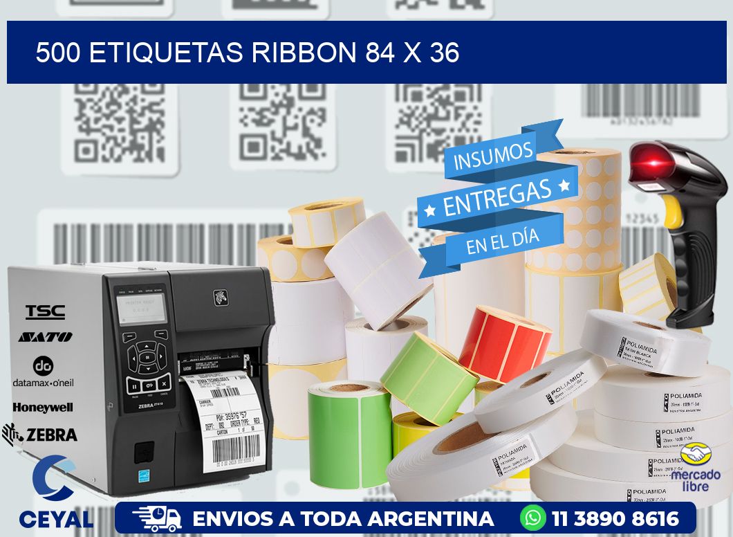 500 ETIQUETAS RIBBON 84 x 36