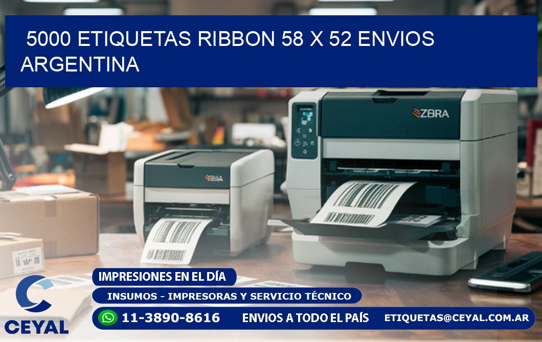 5000 ETIQUETAS RIBBON 58 x 52 ENVIOS ARGENTINA