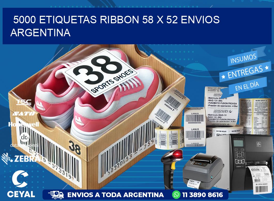 5000 ETIQUETAS RIBBON 58 x 52 ENVIOS ARGENTINA