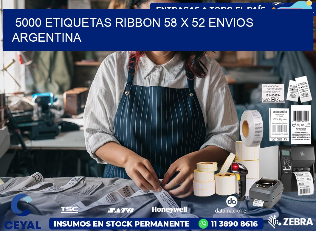 5000 ETIQUETAS RIBBON 58 x 52 ENVIOS ARGENTINA