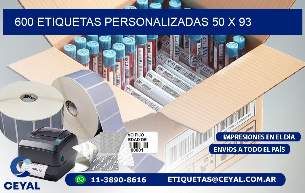 600 ETIQUETAS PERSONALIZADAS 50 x 93