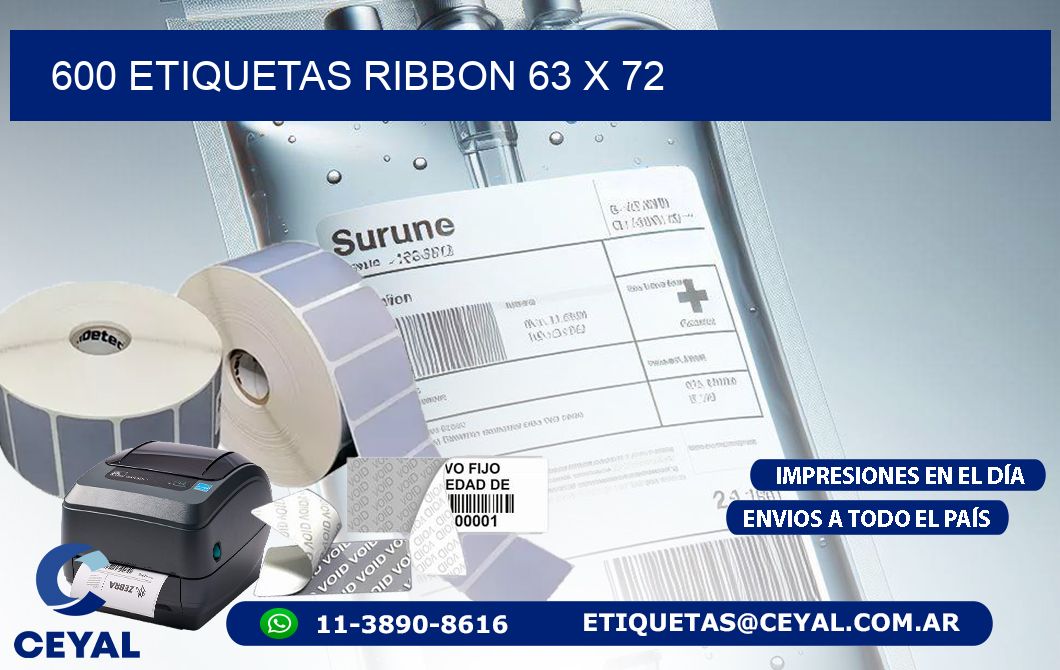 600 ETIQUETAS RIBBON 63 x 72